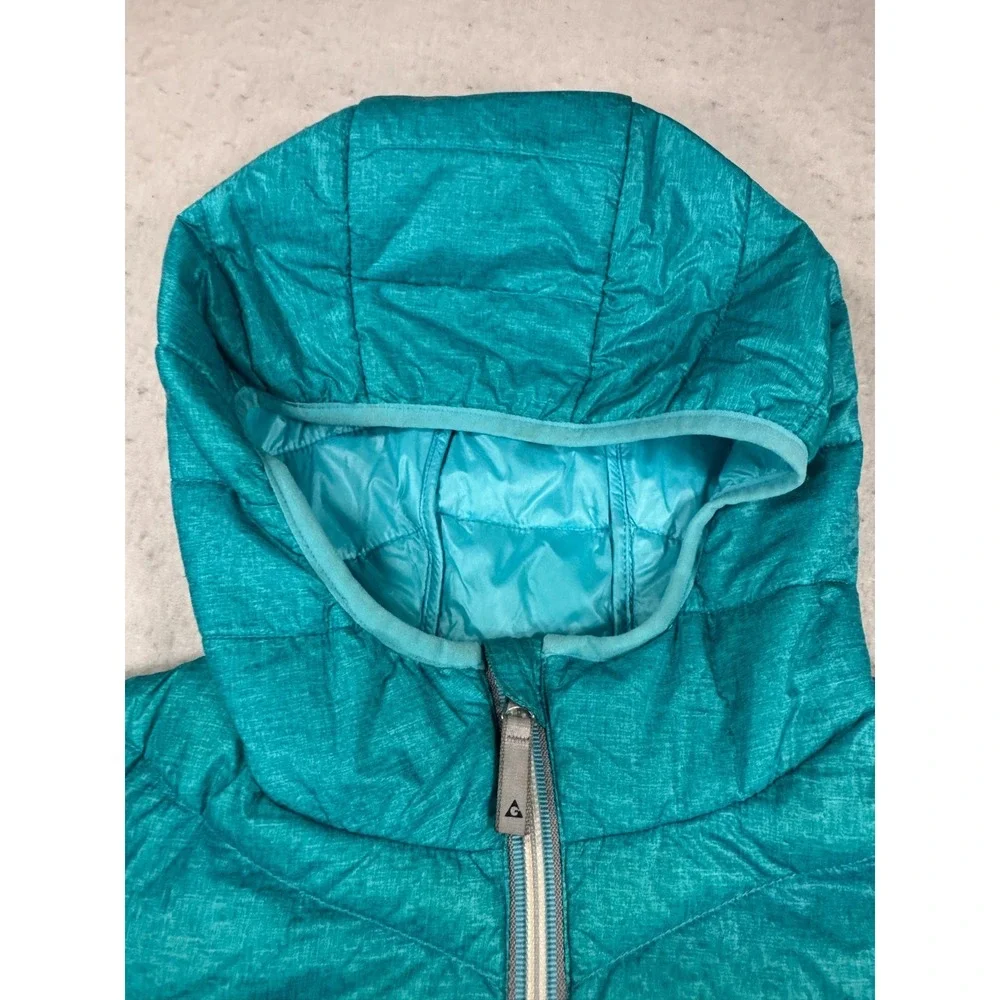 Gerry Puffer Jacket Girls L(14/16) Teal Fill Power 650 Insulated Hooded Outdoor